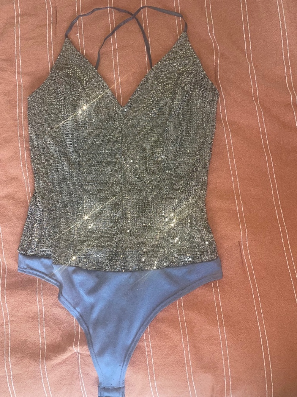 Gold Shimmer Body Suit M
